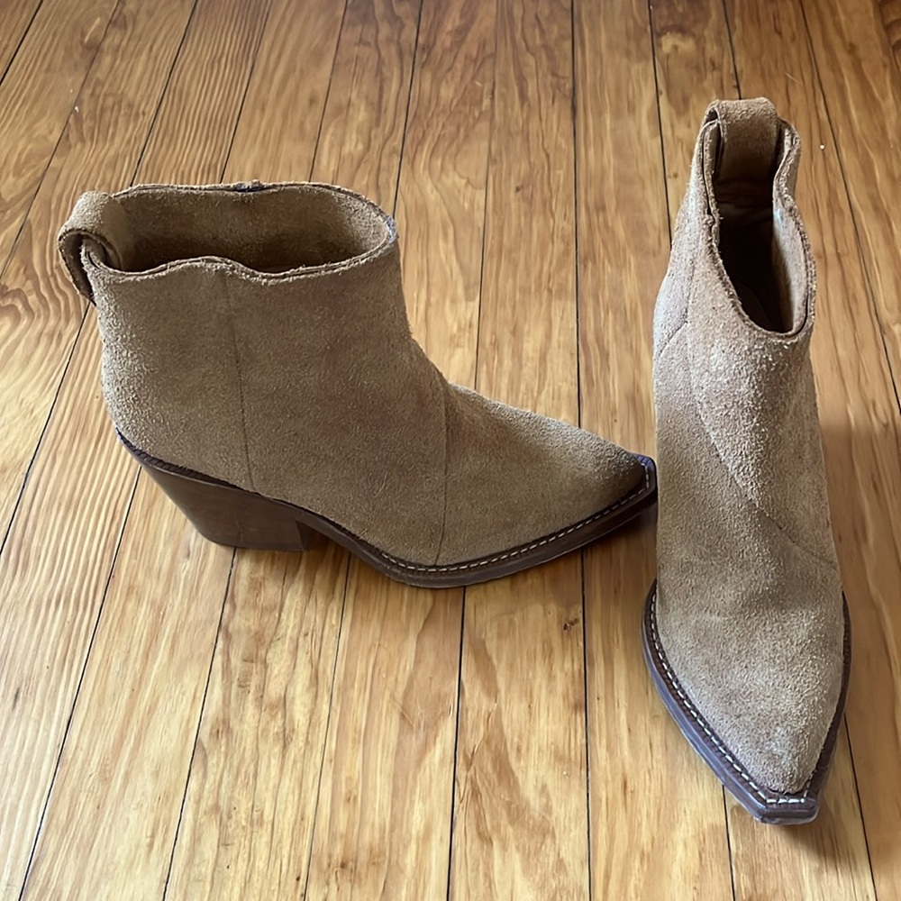 ACNE Studios tan suede ankle western boots